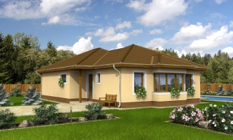 Casa unifamiliar de una sola planta con 4 habitaciones.